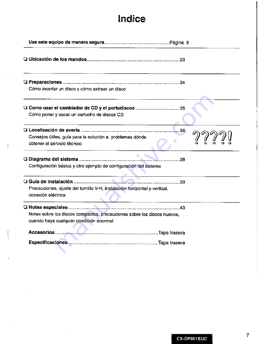 Panasonic CX-DP801 Operating Manual Download Page 7