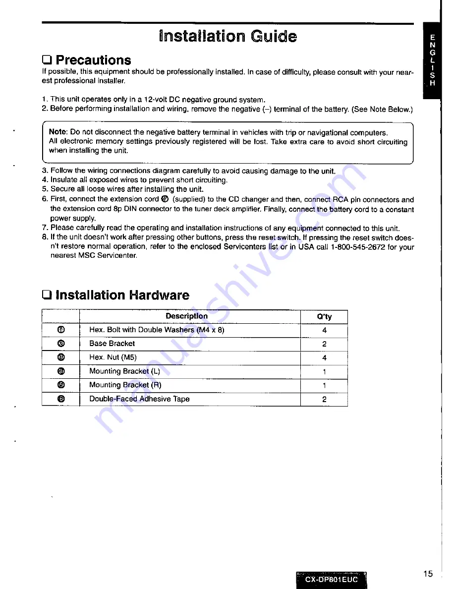 Panasonic CX-DP801 Operating Manual Download Page 15