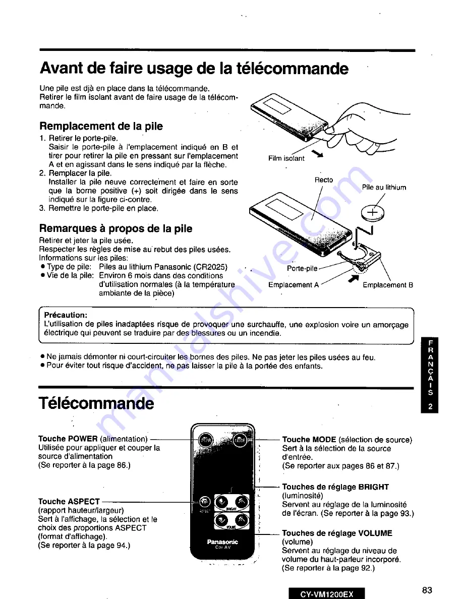 Panasonic CY-VM1200EX Скачать руководство пользователя страница 83