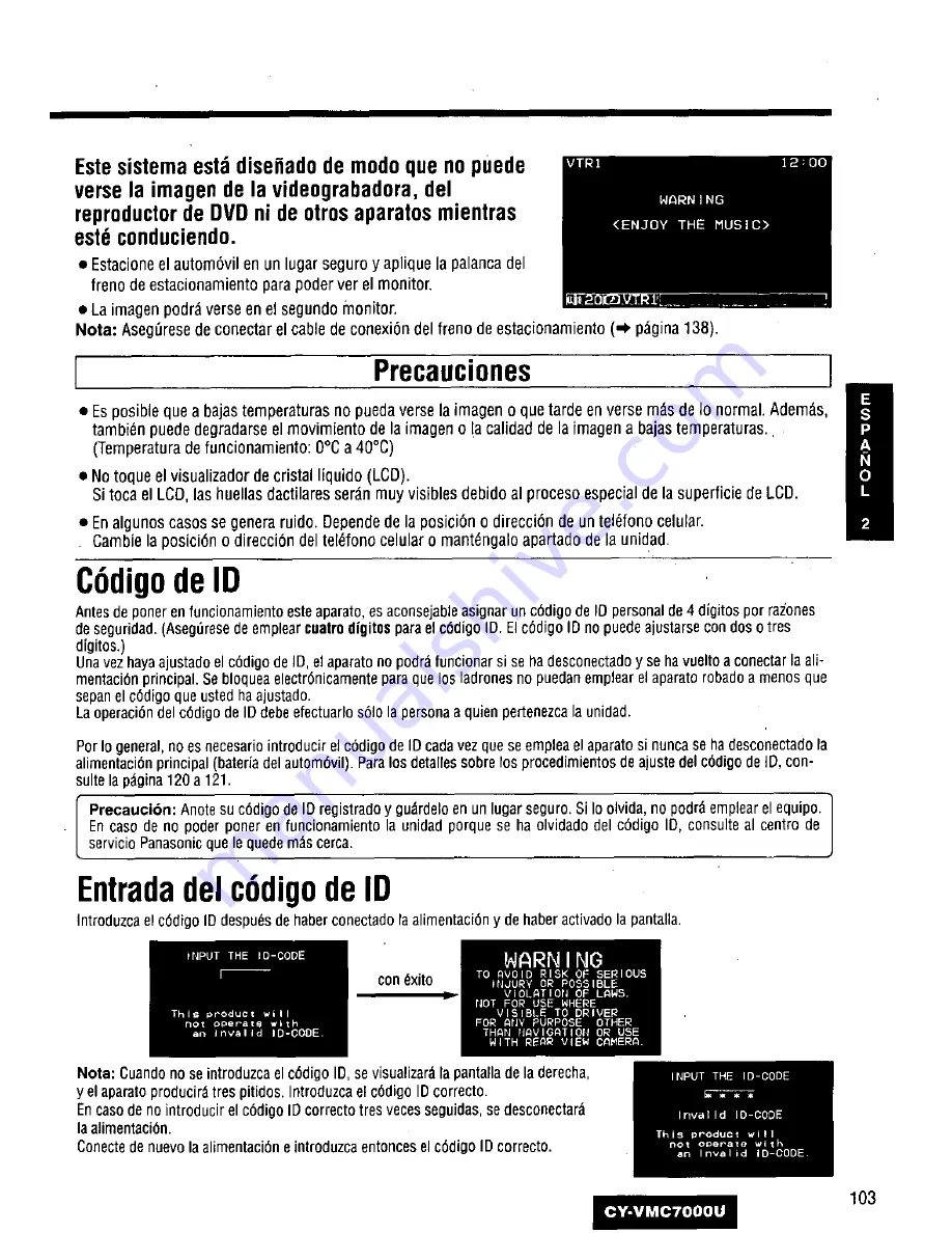 Panasonic CY-VMC7000U Operating Manual Download Page 103