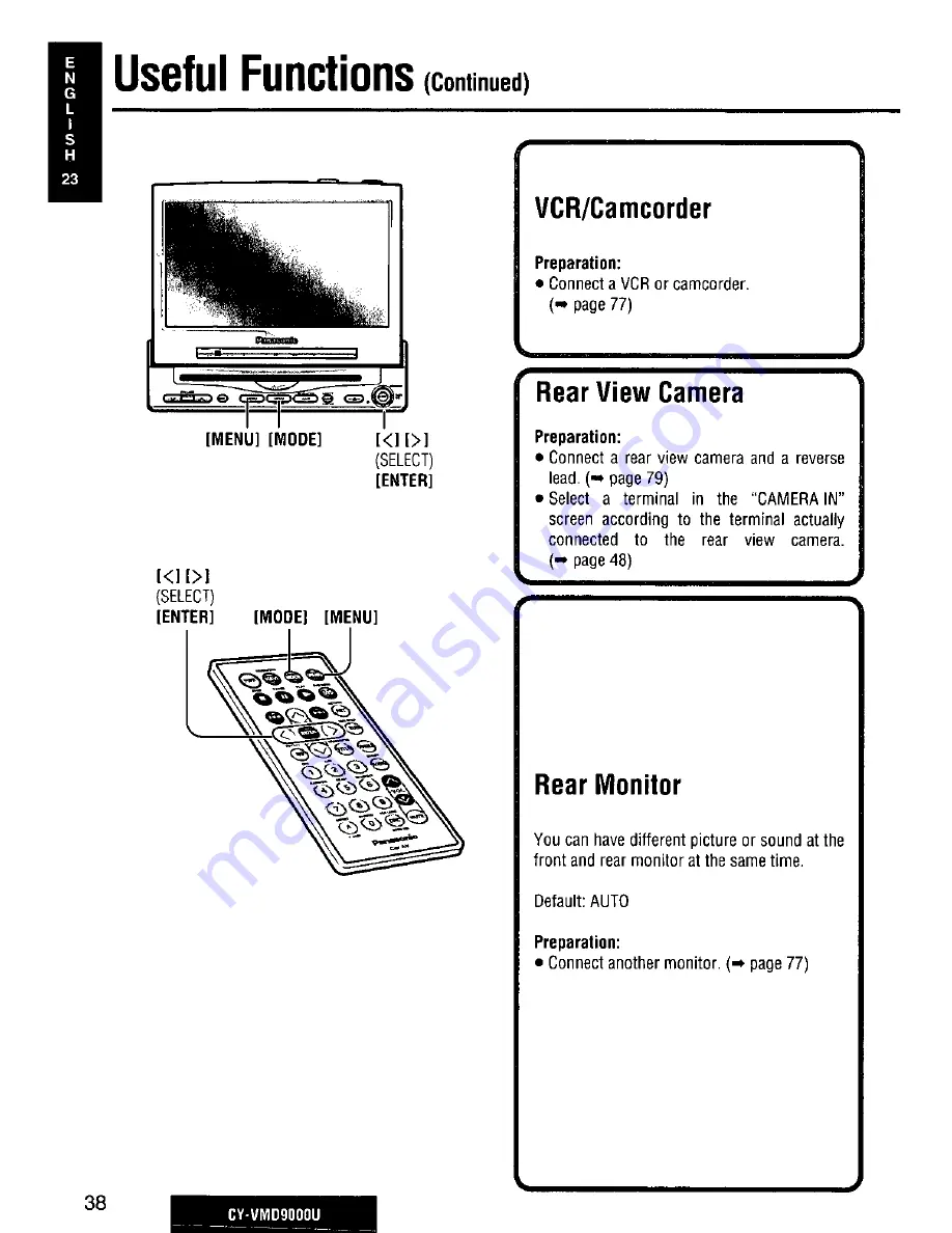 Panasonic CY-VMD9000U Operating Manual Download Page 38