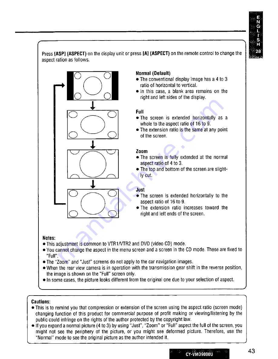 Panasonic CY-VMD9000U Operating Manual Download Page 43