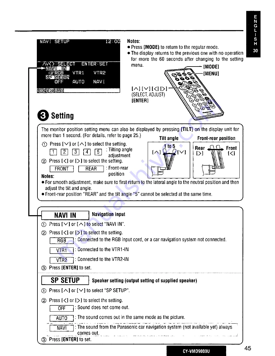 Panasonic CY-VMD9000U Operating Manual Download Page 45