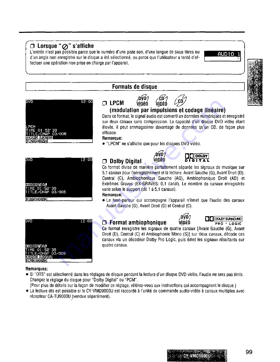 Panasonic CY-VMD9000U Operating Manual Download Page 99