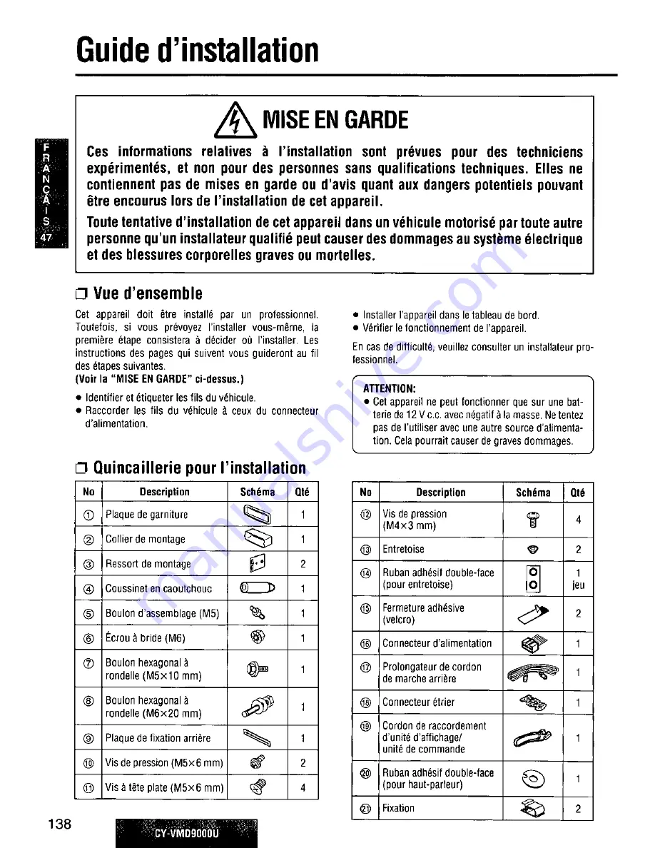 Panasonic CY-VMD9000U Operating Manual Download Page 138