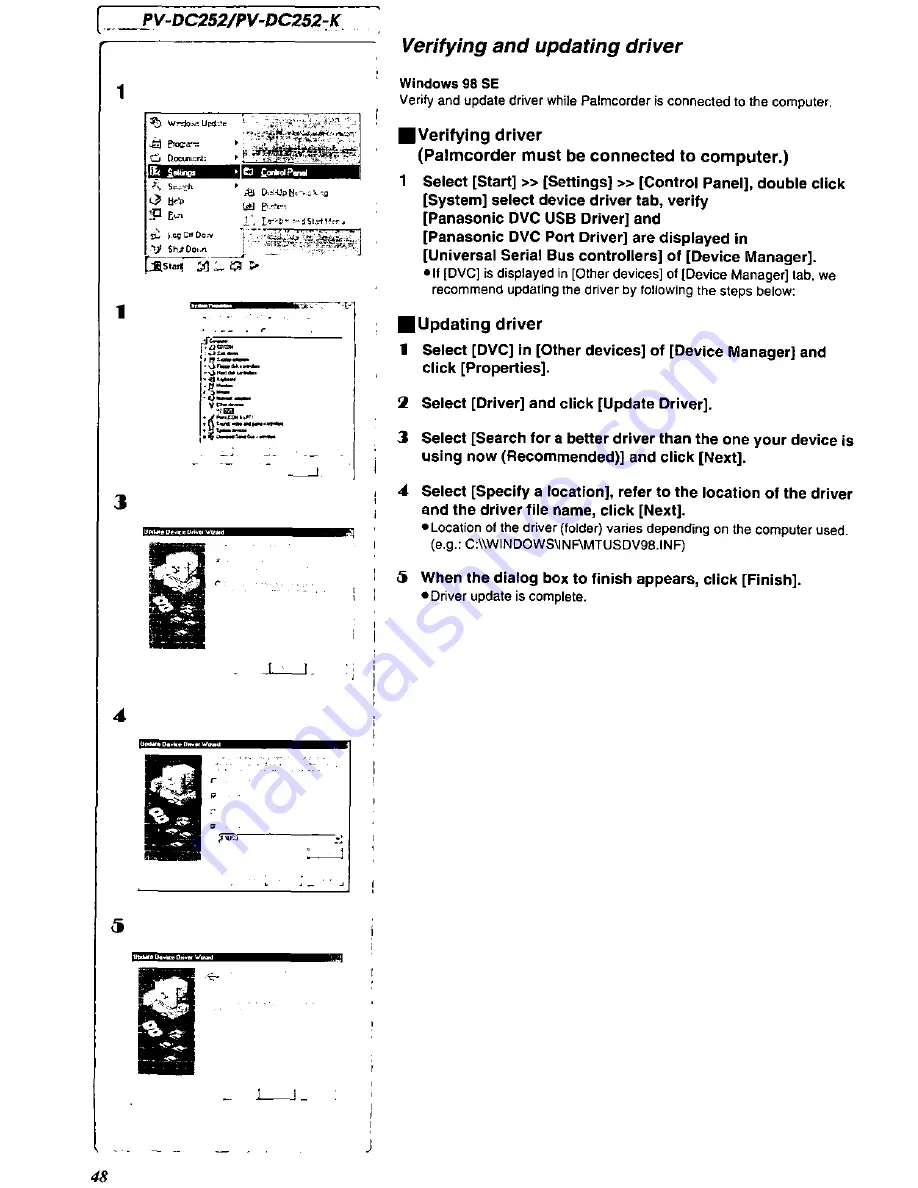 Panasonic Digital Palmcoder Multicam PV-DC152 Operating Instructions Manual Download Page 48