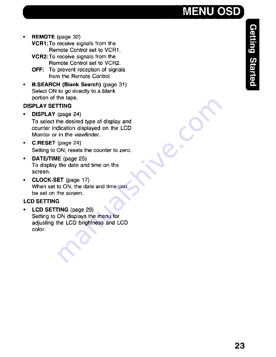 Panasonic Digital Palmcoder PalmSight PV-DV100 Operating Manual Download Page 23