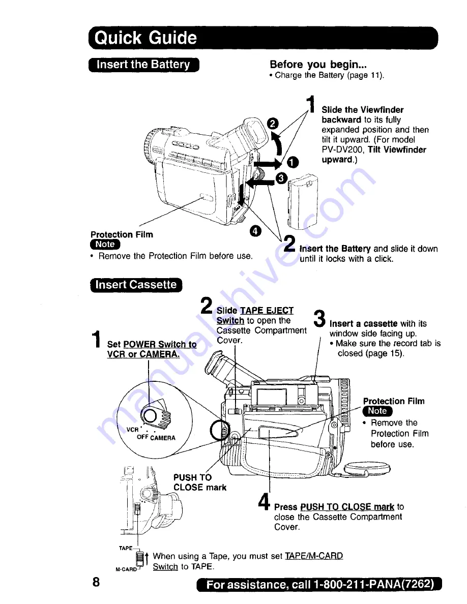 Panasonic Digital Palmcoder PalmSight PV-DV200 Operating Instructions Manual Download Page 8