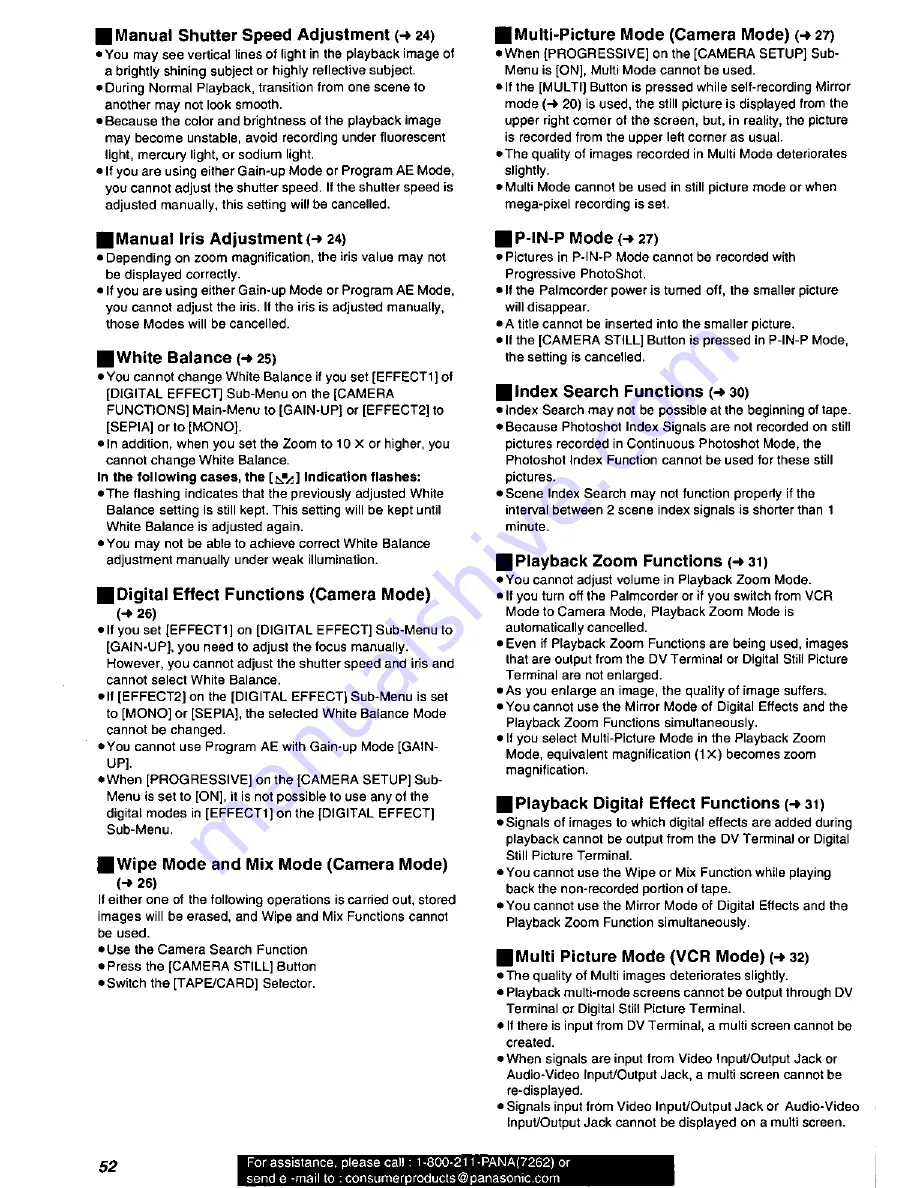 Panasonic Digital Palmcoder  PV-DV851 Operating Manual Download Page 52