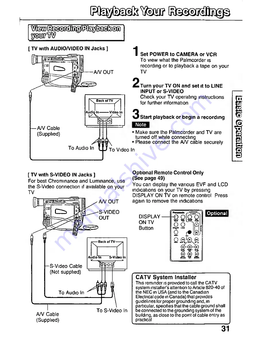 Panasonic Digital Palmconder PV-DV101 Operating Instructions Manual Download Page 31