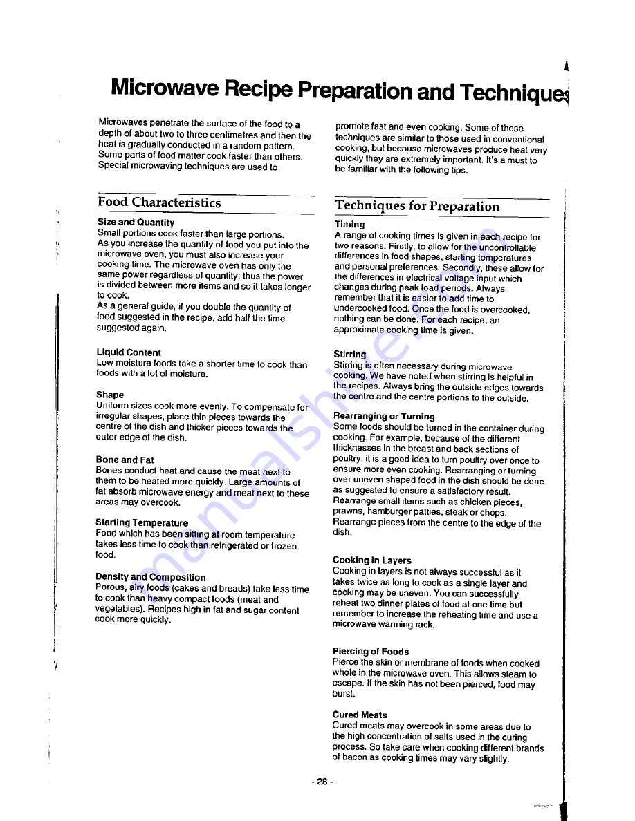 Panasonic Dimension 4 NN-9853 Operation Manual Download Page 30