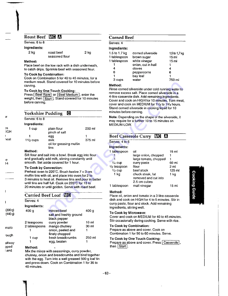 Panasonic Dimension 4 NN-9853 Operation Manual Download Page 65