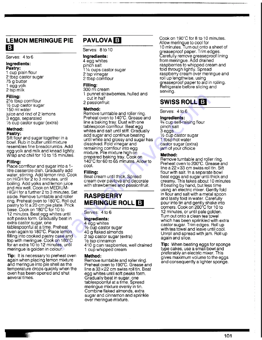 Panasonic DIMENTION 4 NN-8550 Cookbook Download Page 101