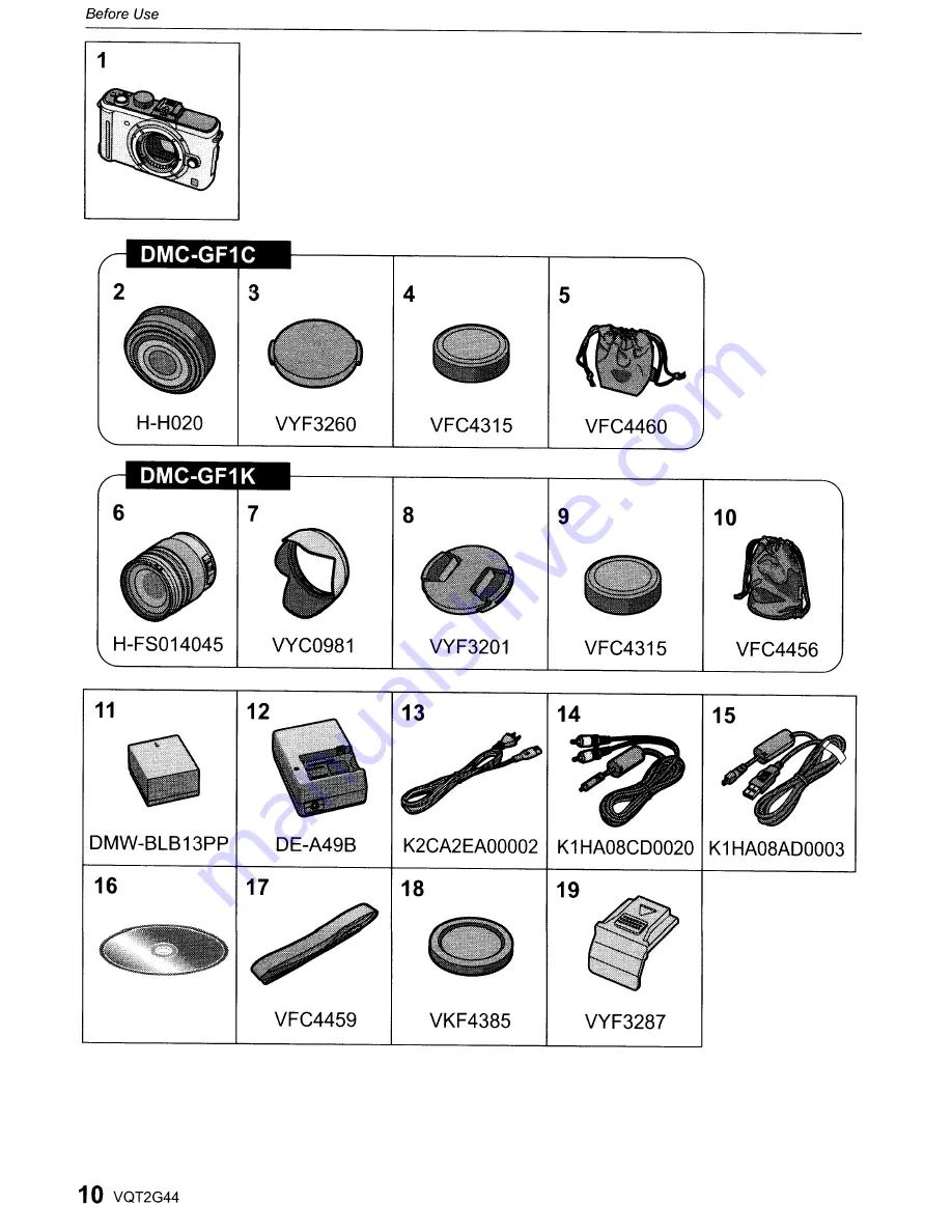 Panasonic DMC-GF1C-K - Lumix Digital Camera Operating Instructions Manual Download Page 10