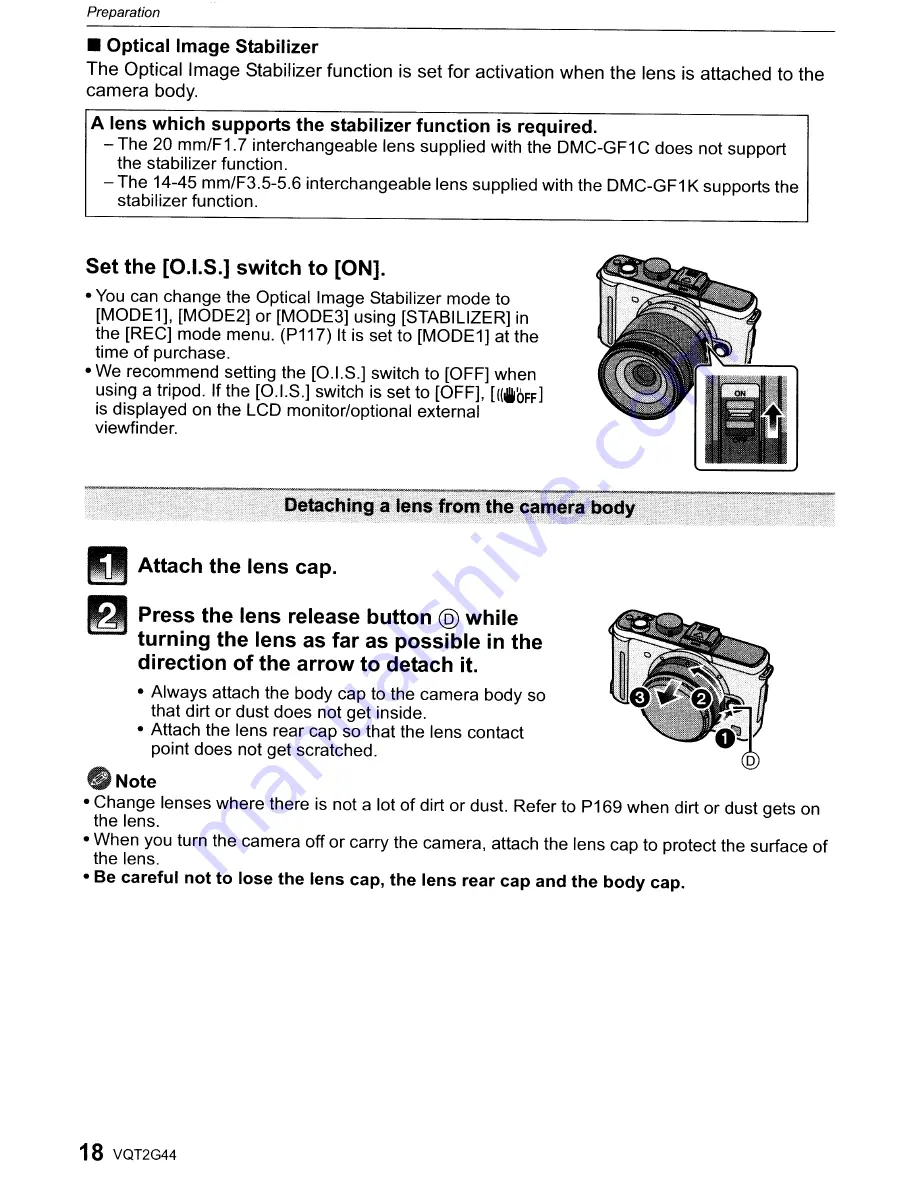 Panasonic DMC-GF1C-K - Lumix Digital Camera Operating Instructions Manual Download Page 18