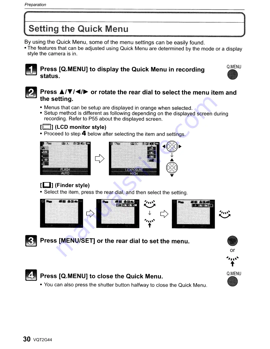 Panasonic DMC-GF1C-K - Lumix Digital Camera Operating Instructions Manual Download Page 30