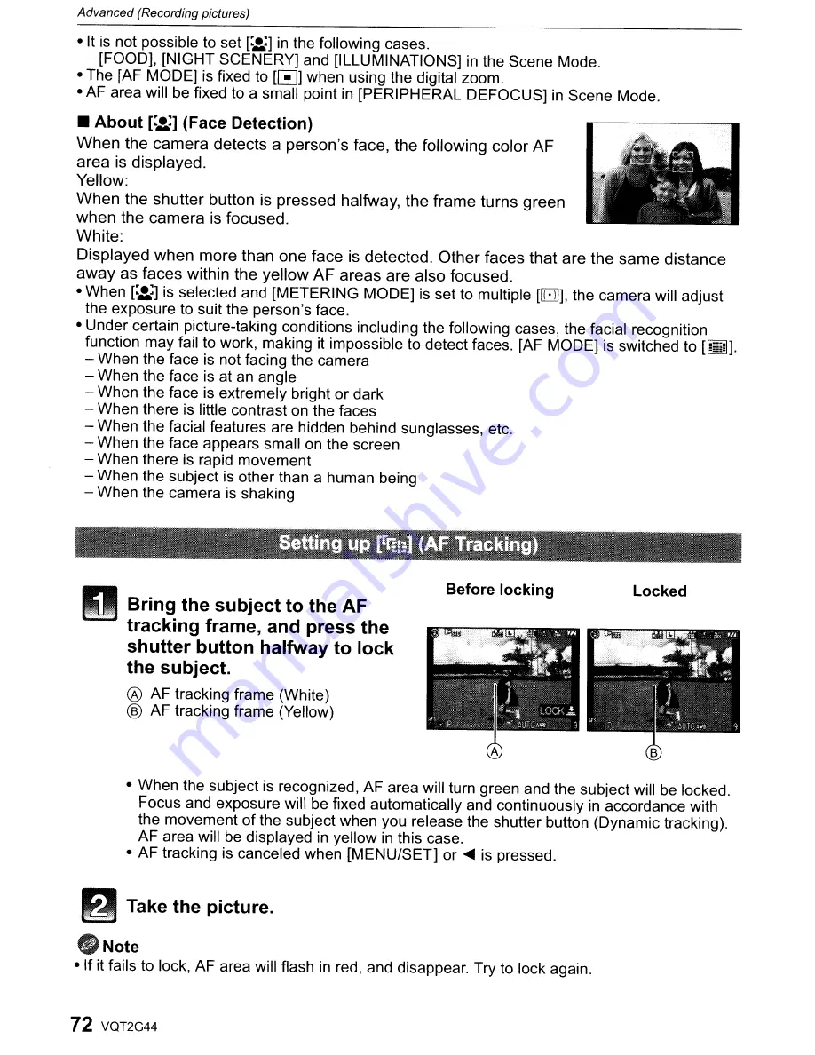 Panasonic DMC-GF1C-K - Lumix Digital Camera Operating Instructions Manual Download Page 72