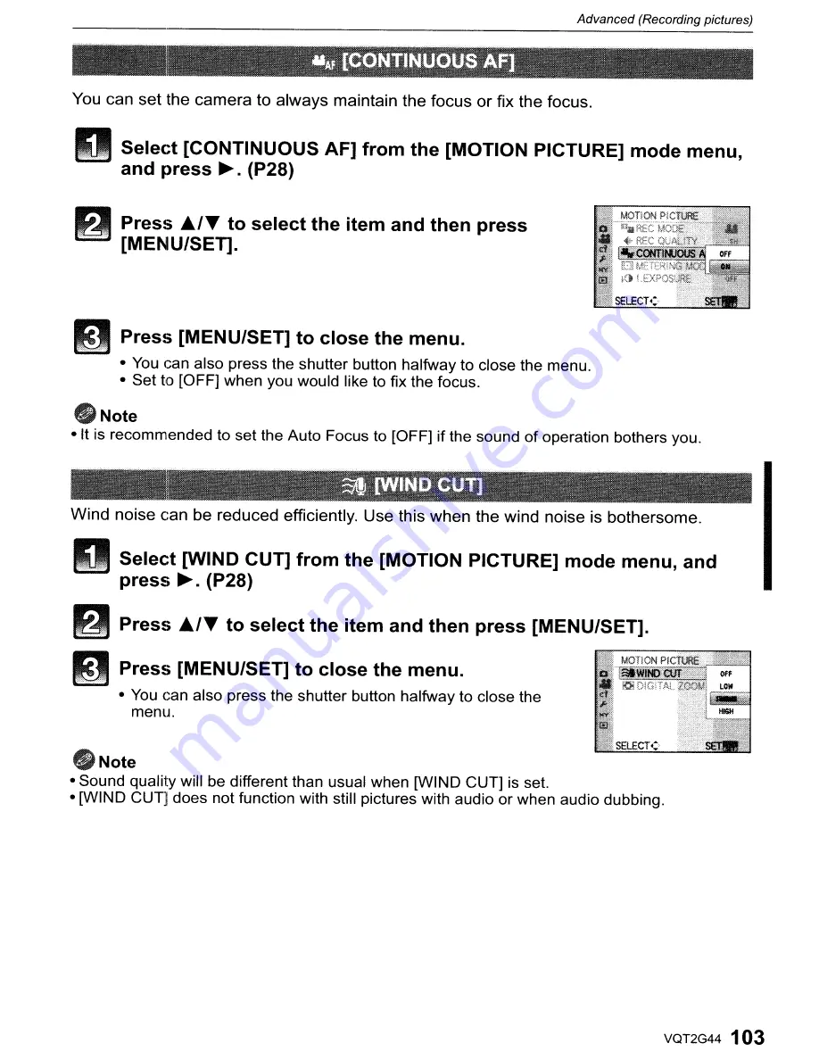 Panasonic DMC-GF1C-K - Lumix Digital Camera Operating Instructions Manual Download Page 103