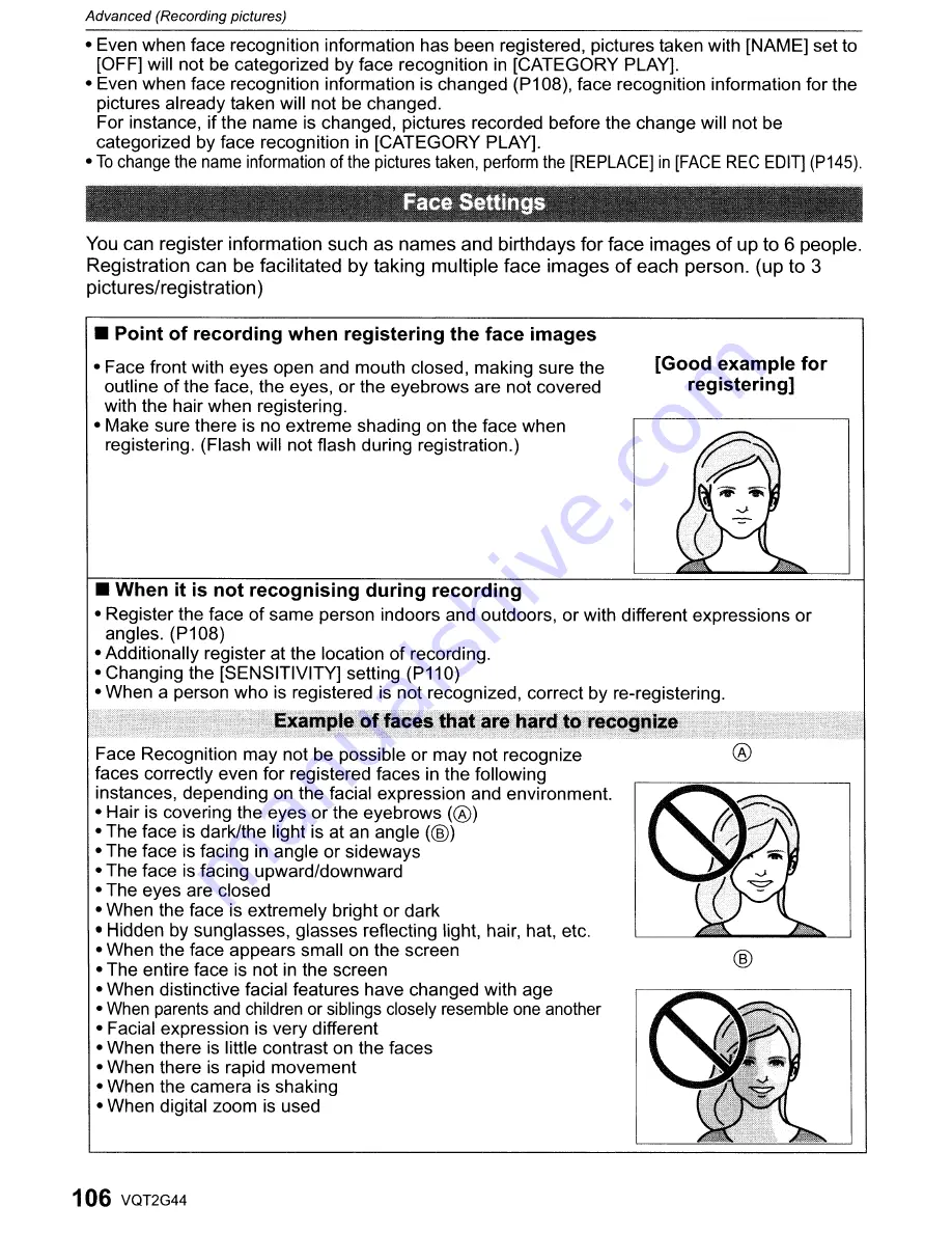 Panasonic DMC-GF1C-K - Lumix Digital Camera Operating Instructions Manual Download Page 106