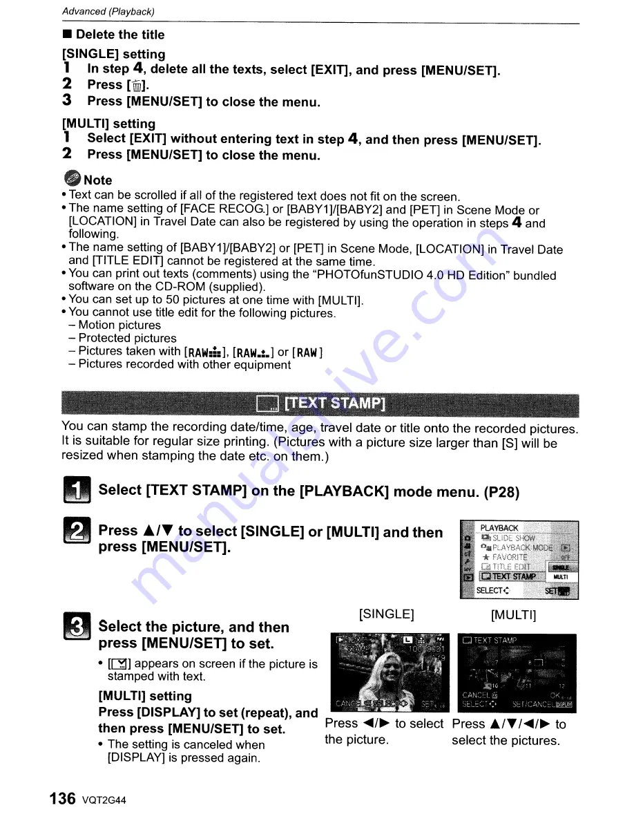 Panasonic DMC-GF1C-K - Lumix Digital Camera Operating Instructions Manual Download Page 136