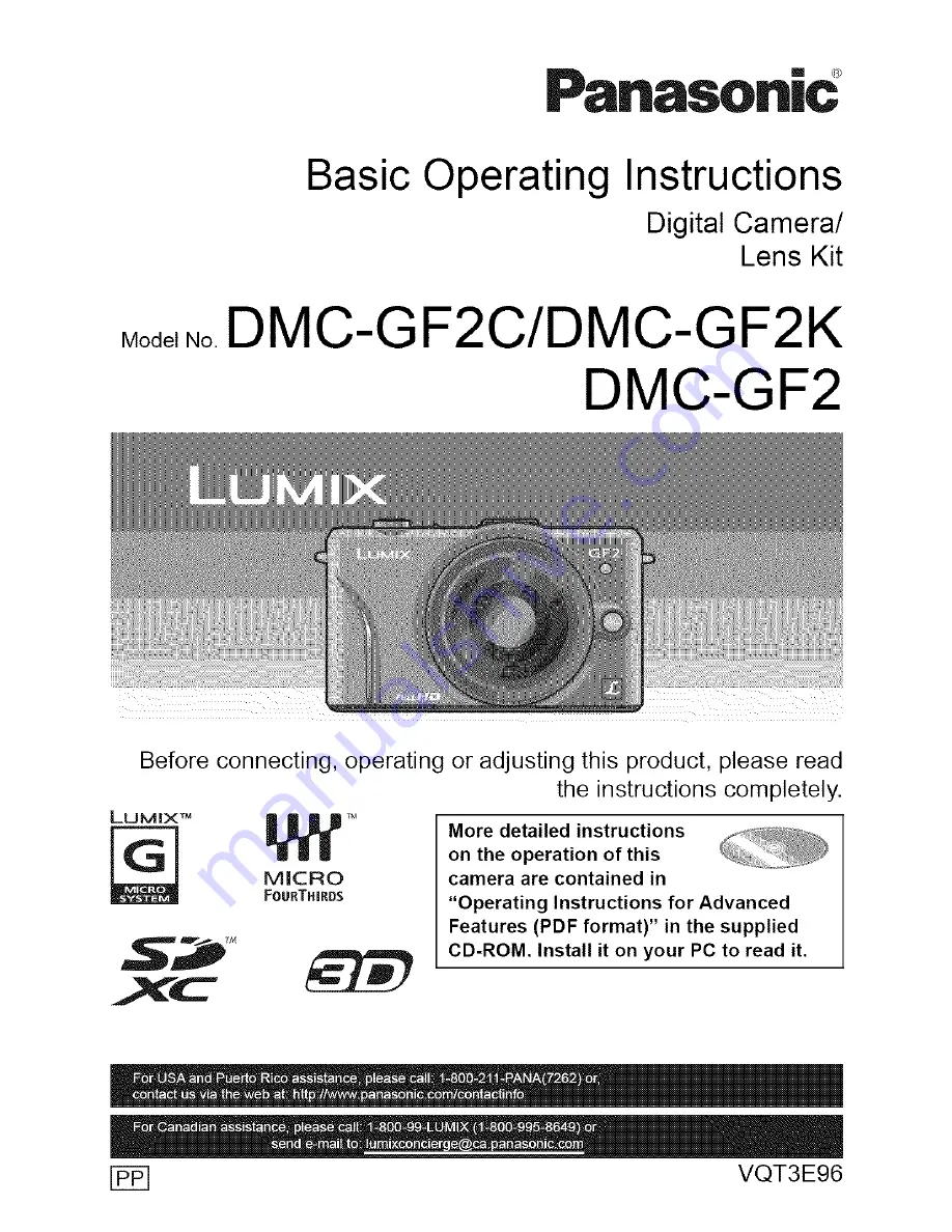 Panasonic DMC-GF2CK Operating Instructions Manual Download Page 1