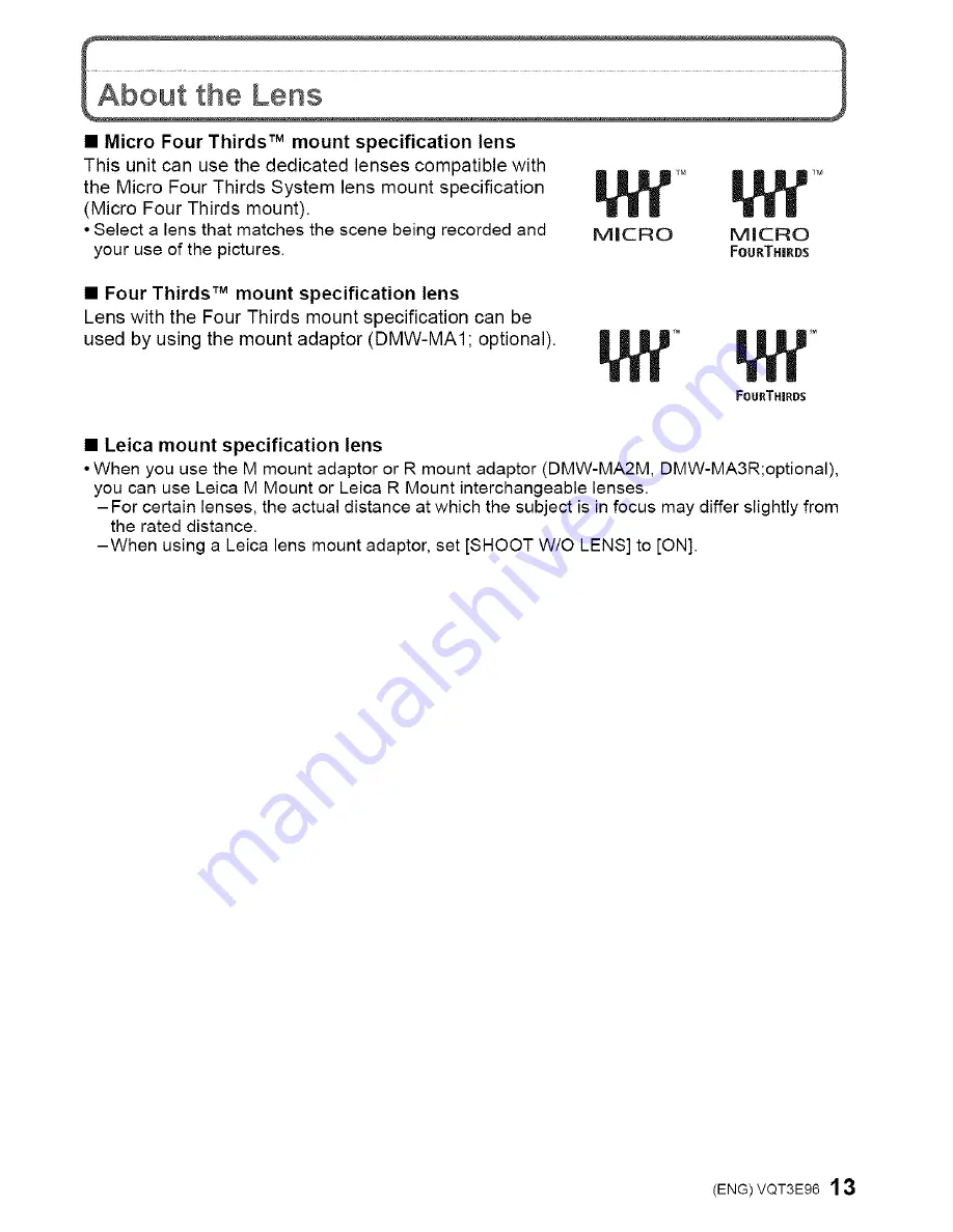 Panasonic DMC-GF2CK Operating Instructions Manual Download Page 13