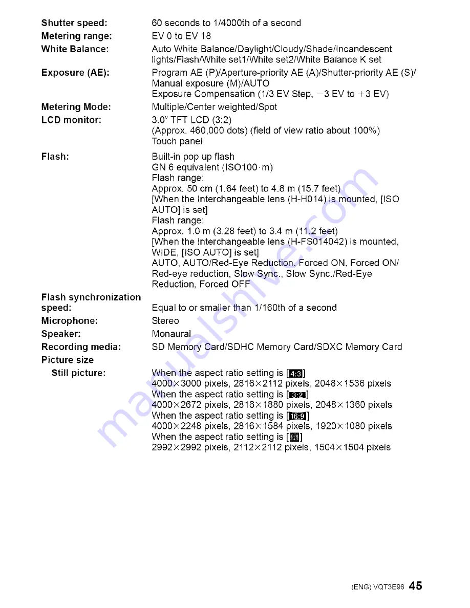 Panasonic DMC-GF2CK Operating Instructions Manual Download Page 45