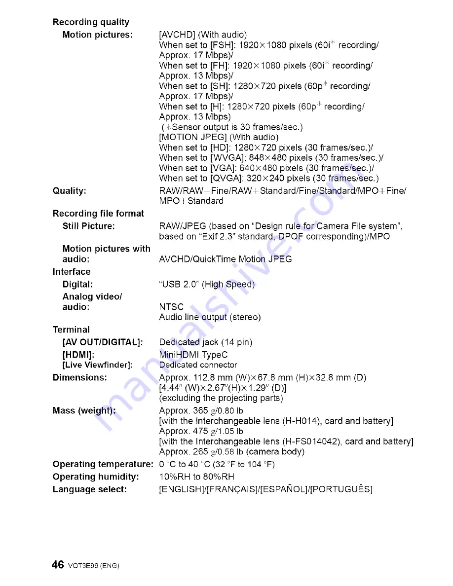 Panasonic DMC-GF2CK Operating Instructions Manual Download Page 46