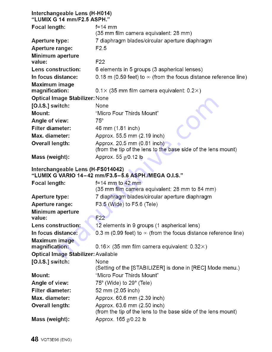 Panasonic DMC-GF2CK Operating Instructions Manual Download Page 48