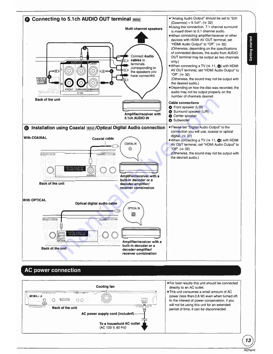 Panasonic DMP-BD35 Скачать руководство пользователя страница 13