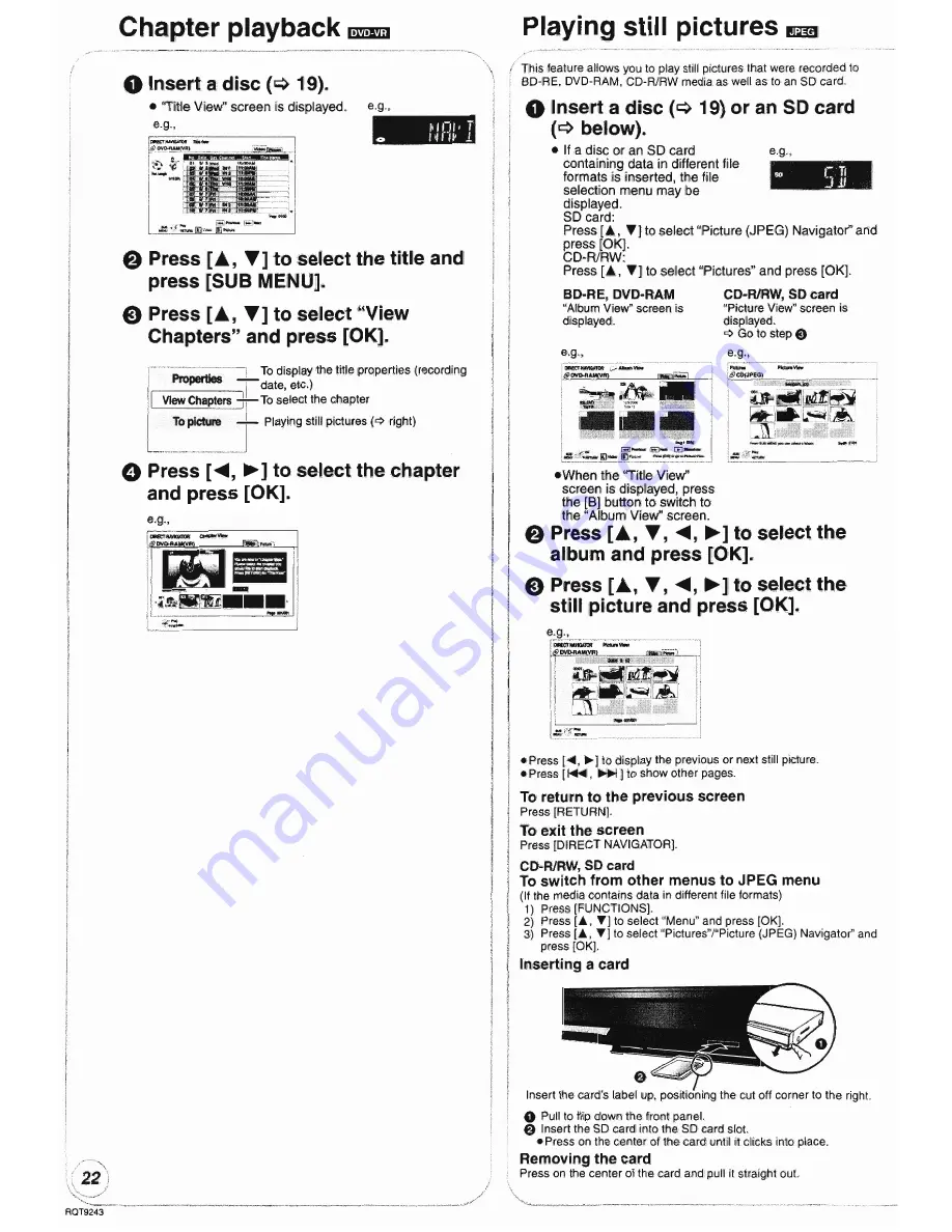 Panasonic DMP-BD35 Operating Instructions Manual Download Page 22