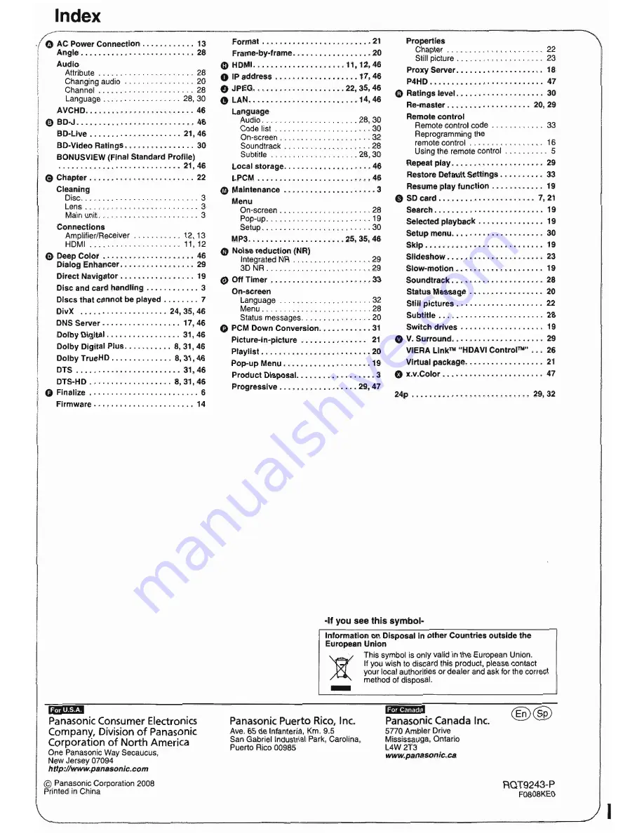 Panasonic DMP-BD35 Скачать руководство пользователя страница 48