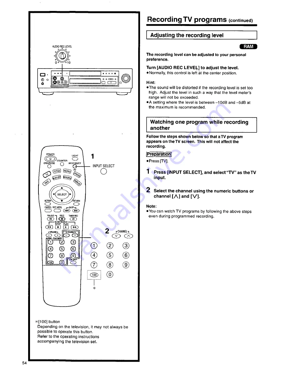 Panasonic DMRE10 - DVD VIDEO RECORDER Operating Instructions Manual Download Page 54