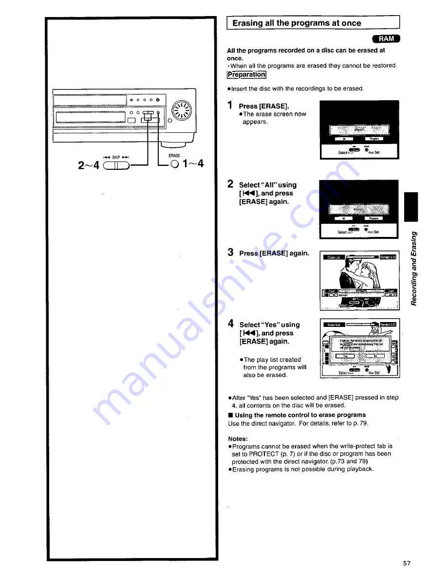 Panasonic DMRE10 - DVD VIDEO RECORDER Operating Instructions Manual Download Page 57