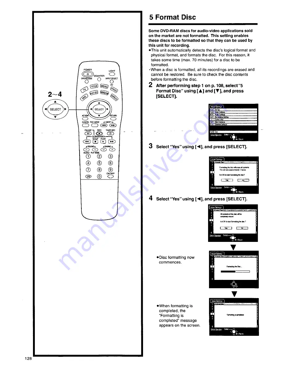 Panasonic DMRE10 - DVD VIDEO RECORDER Скачать руководство пользователя страница 128