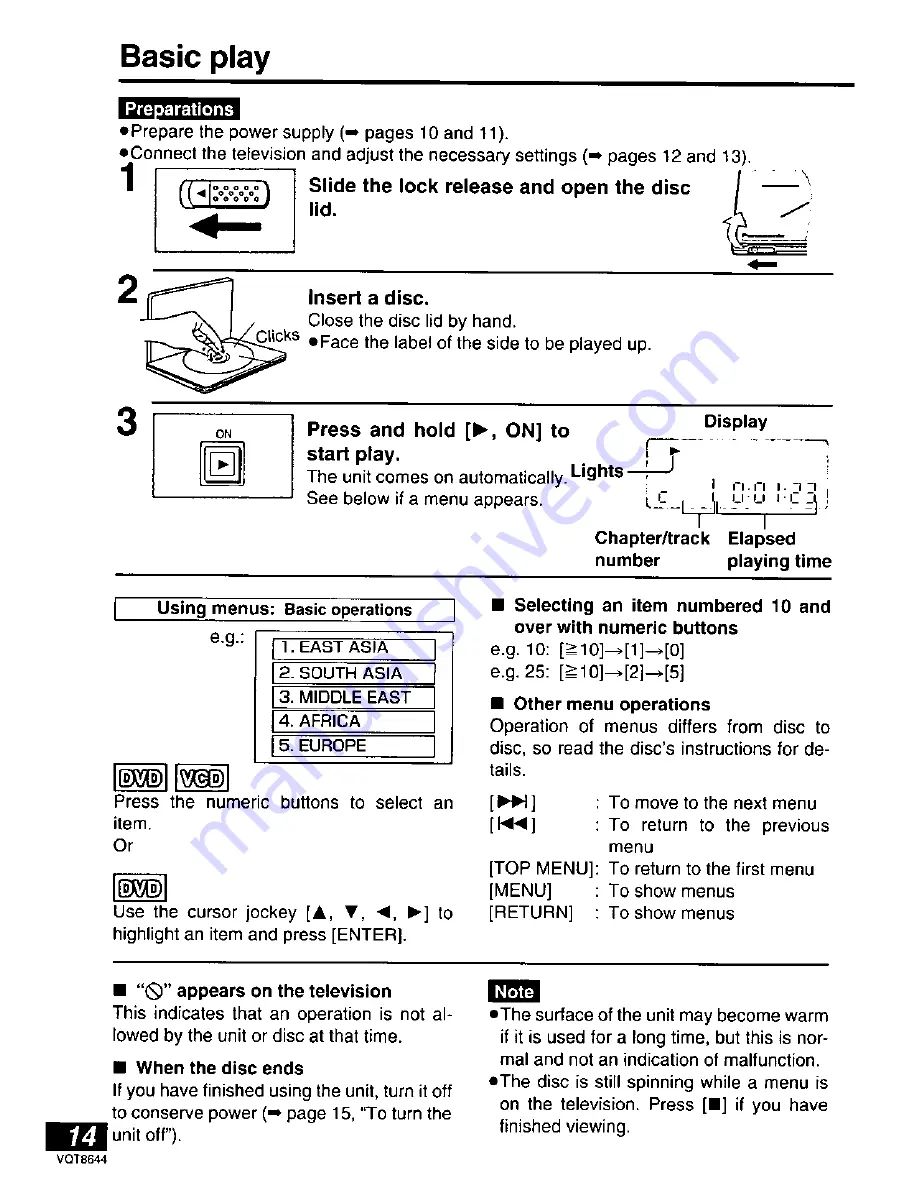 Panasonic DVD-PV55 Operating Instructions Manual Download Page 14