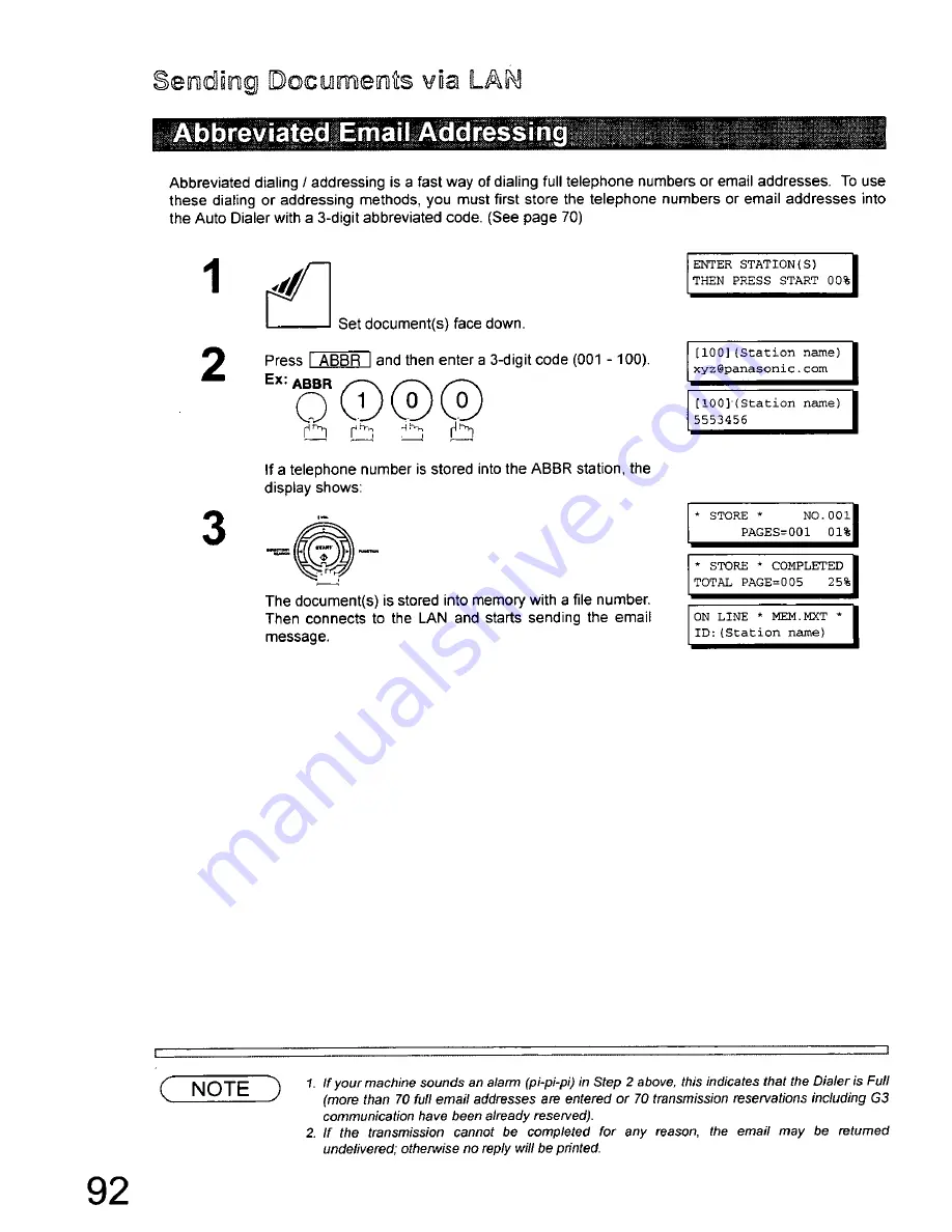 Panasonic DX-800AU Operating Instructions Manual Download Page 92