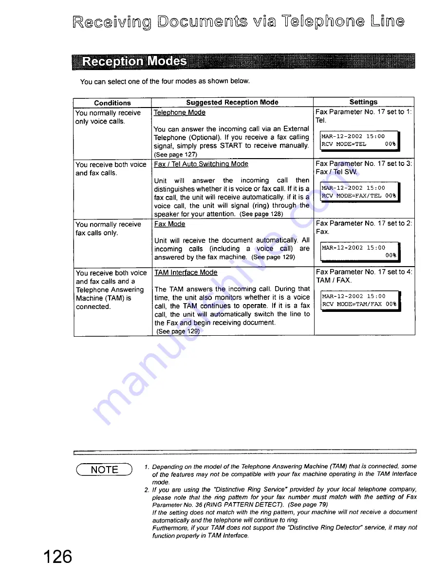 Panasonic DX-800AU Operating Instructions Manual Download Page 126