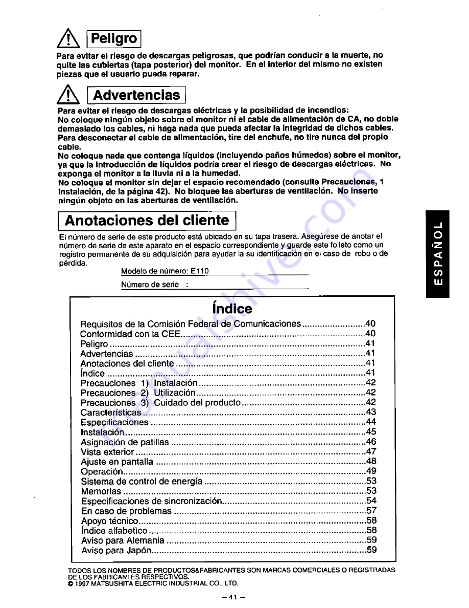 Panasonic E110I User Manual Download Page 46