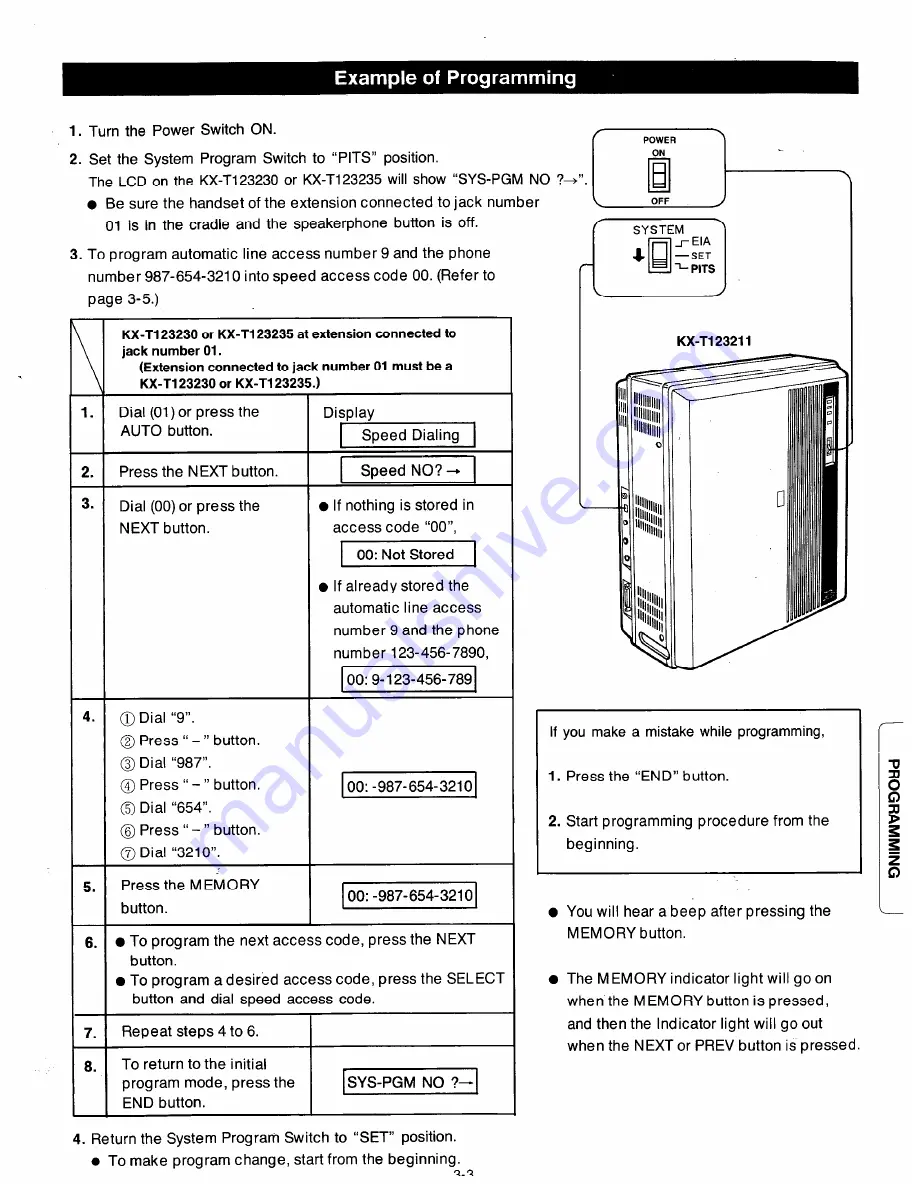 Panasonic EASA-PHONE KX-T123211D Installation Manual Download Page 63