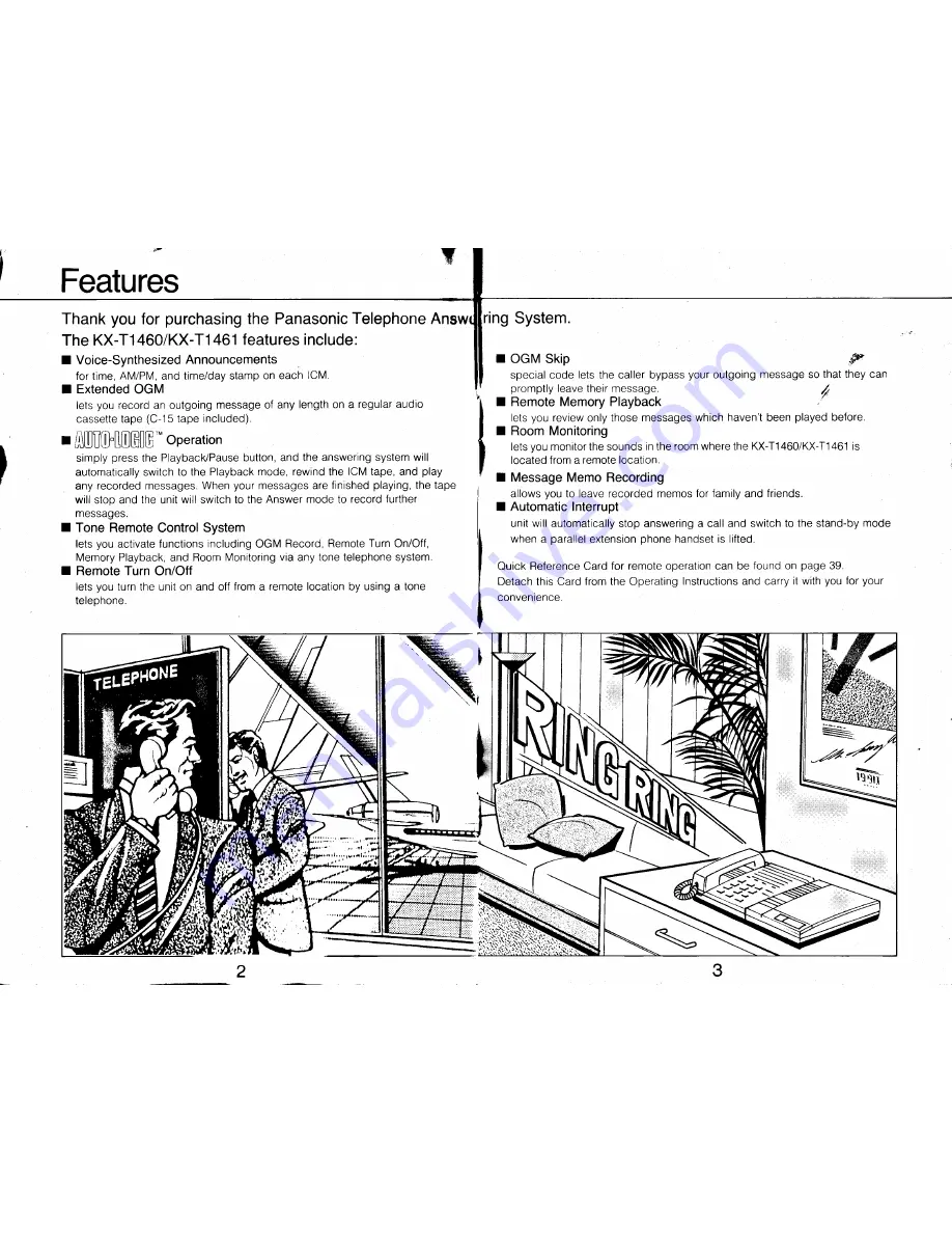 Panasonic Easa-Phone KX-T1460 Operating Instructions Manual Download Page 2