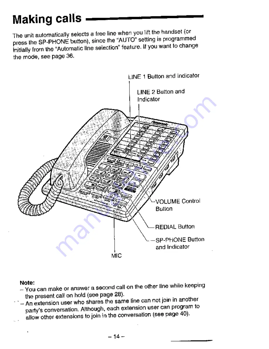 Panasonic EASA-PHONE KX-T3280 Скачать руководство пользователя страница 14