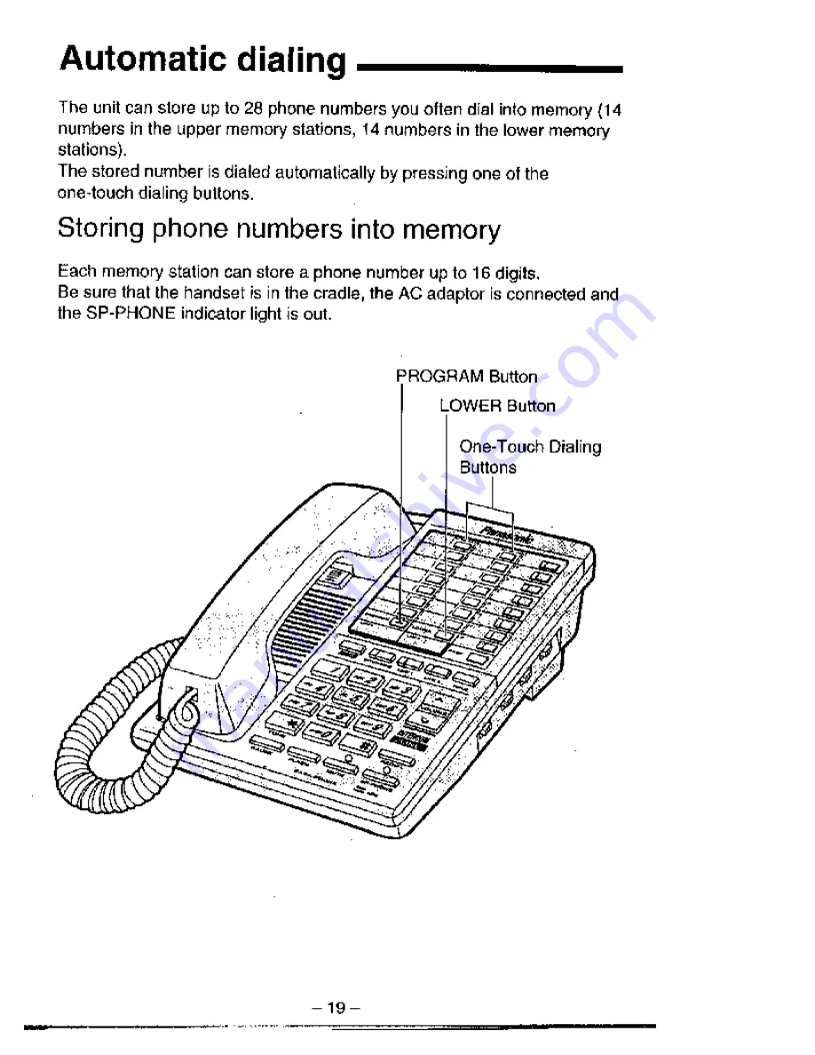 Panasonic EASA-PHONE KX-T3280 Operating Instructions Manual Download Page 19