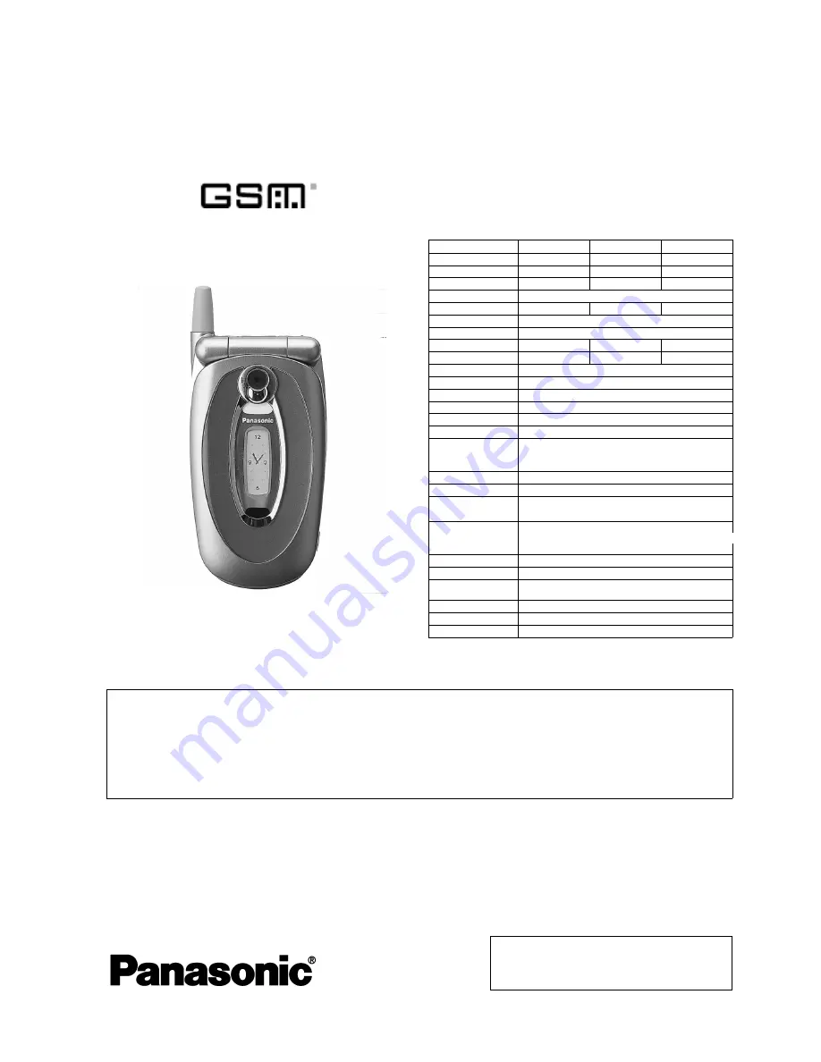 Panasonic EBX70 - CELL PHONE Service Manual Download Page 1