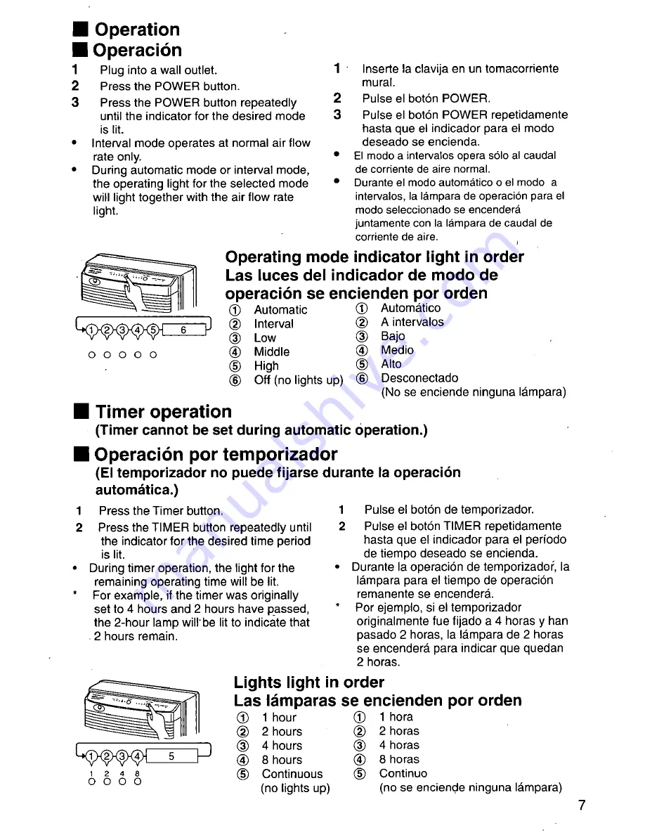 Panasonic EH3020 - AIR PURIFIER-PHCC Operating Instructions Manual Download Page 7