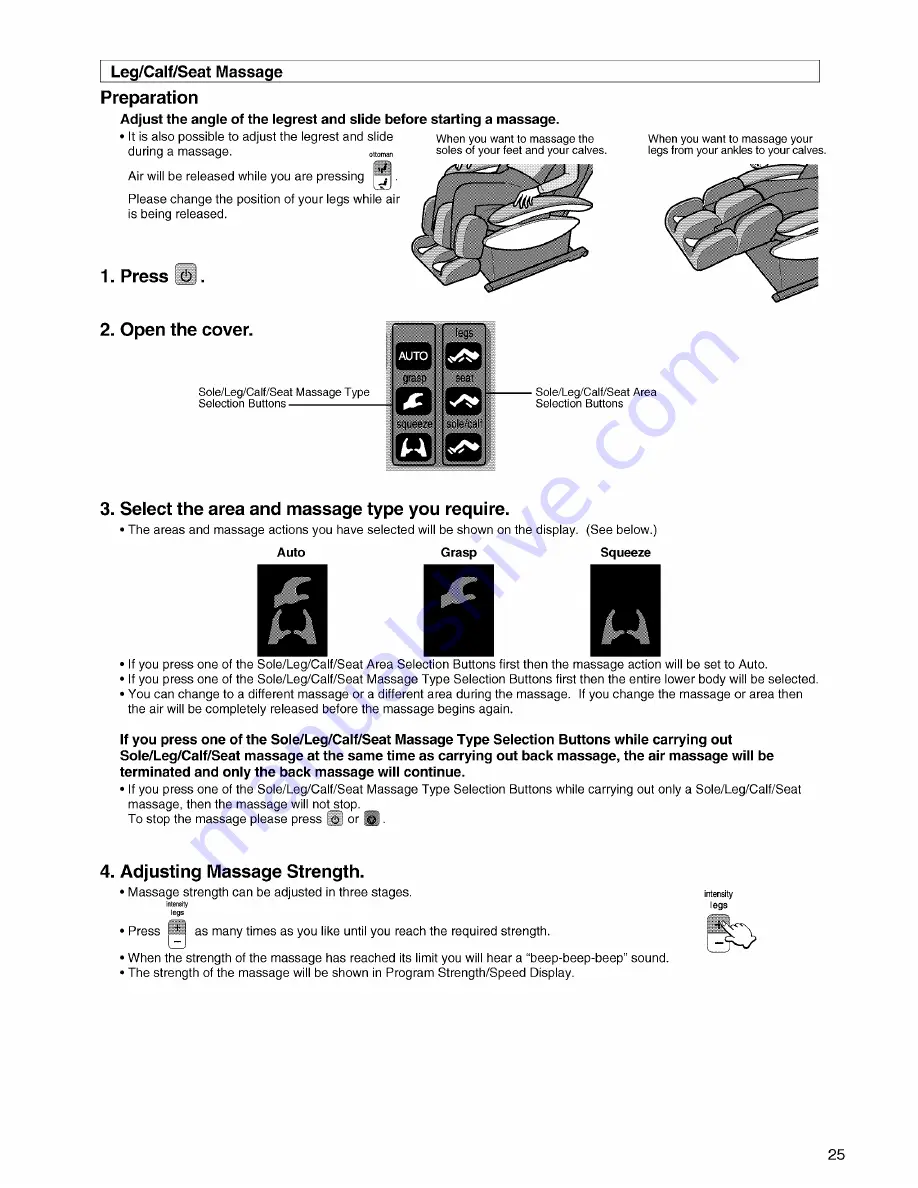 Panasonic EP3202 - MASSAGE LOUNGER - MULTI-LANG Operating Instructions Manual Download Page 27