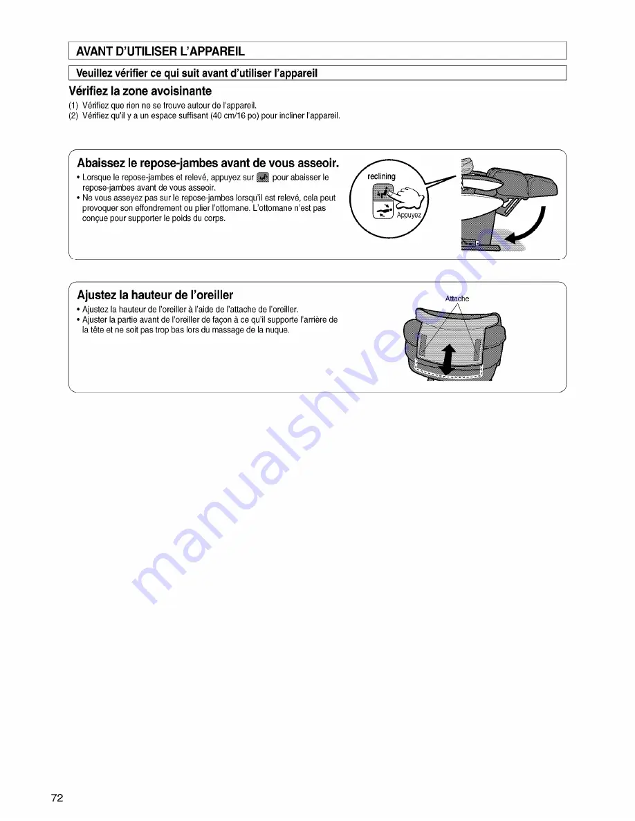 Panasonic EP3202 - MASSAGE LOUNGER - MULTI-LANG Operating Instructions Manual Download Page 74