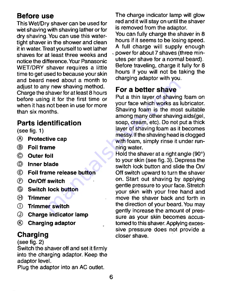 Panasonic ES-364 Operating Instructions Manual Download Page 6