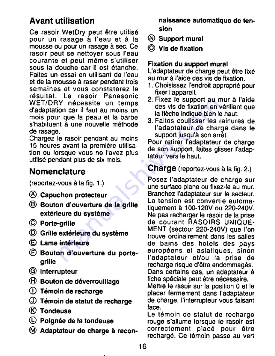 Panasonic ES-765 Operating Instructions Manual Download Page 16