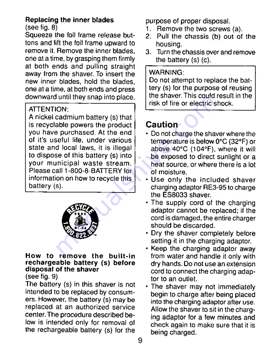 Panasonic ES-8033 Operating Instructions Manual Download Page 9